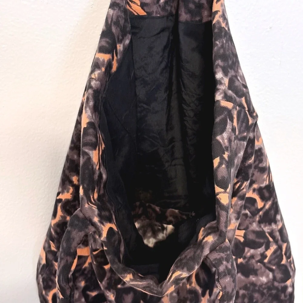 Piazza Sempione Floral Canvas‎ Tote Bag Made in Italy Black Orange